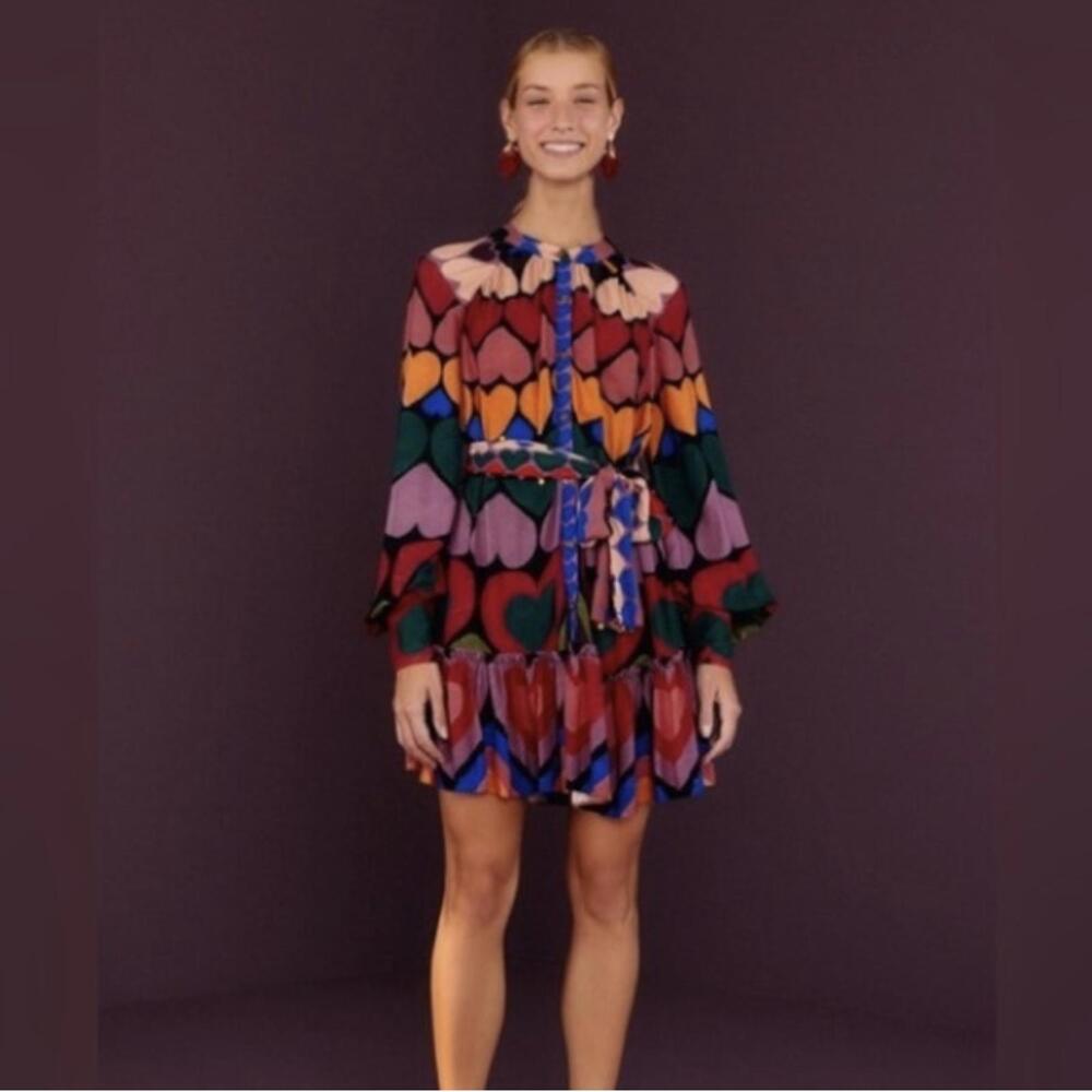 Farm Rio Multicolor Heart Valentine's Dress XS